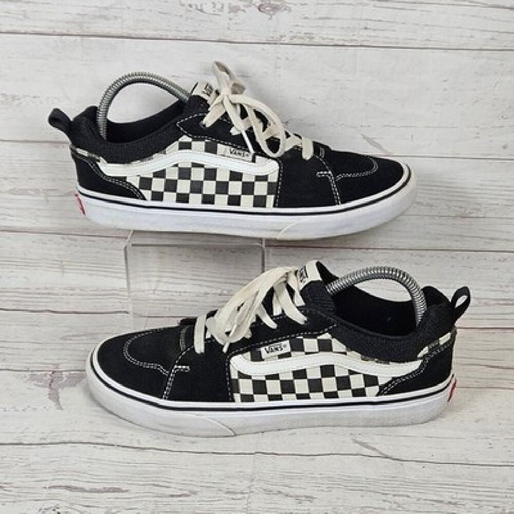 VANS Athletic Shoes Women's Black White Checkerboard US 8.5 Suede Canvas Skater